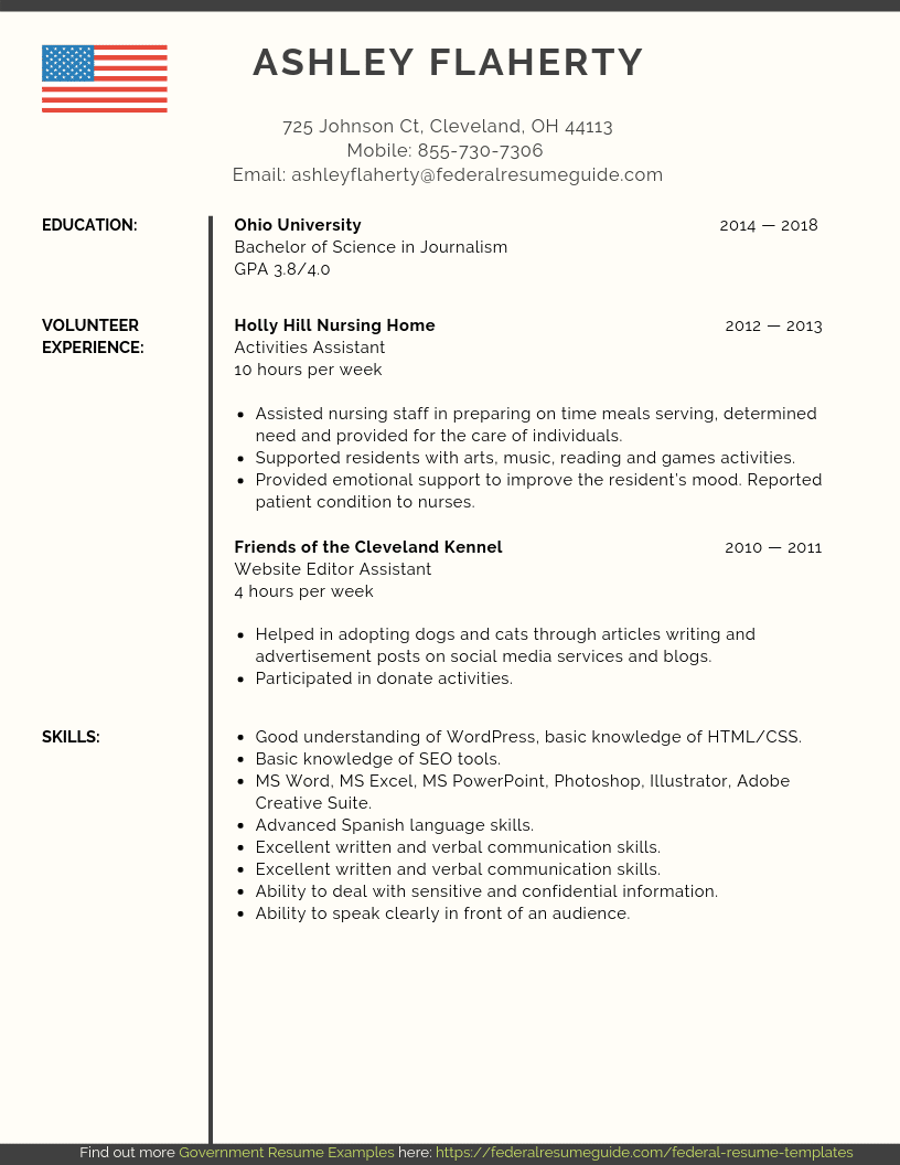 Entry Level Federal Resume Sample Federal Resume Guide