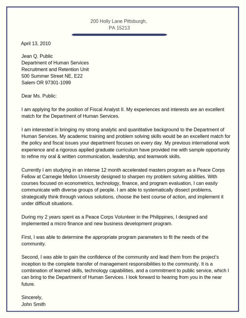Sample Cover Letter For Leadership Position from federalresumeguide.com