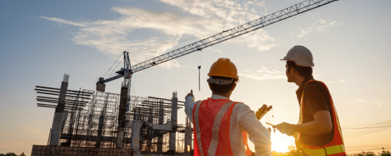 Engineers discussing construction project