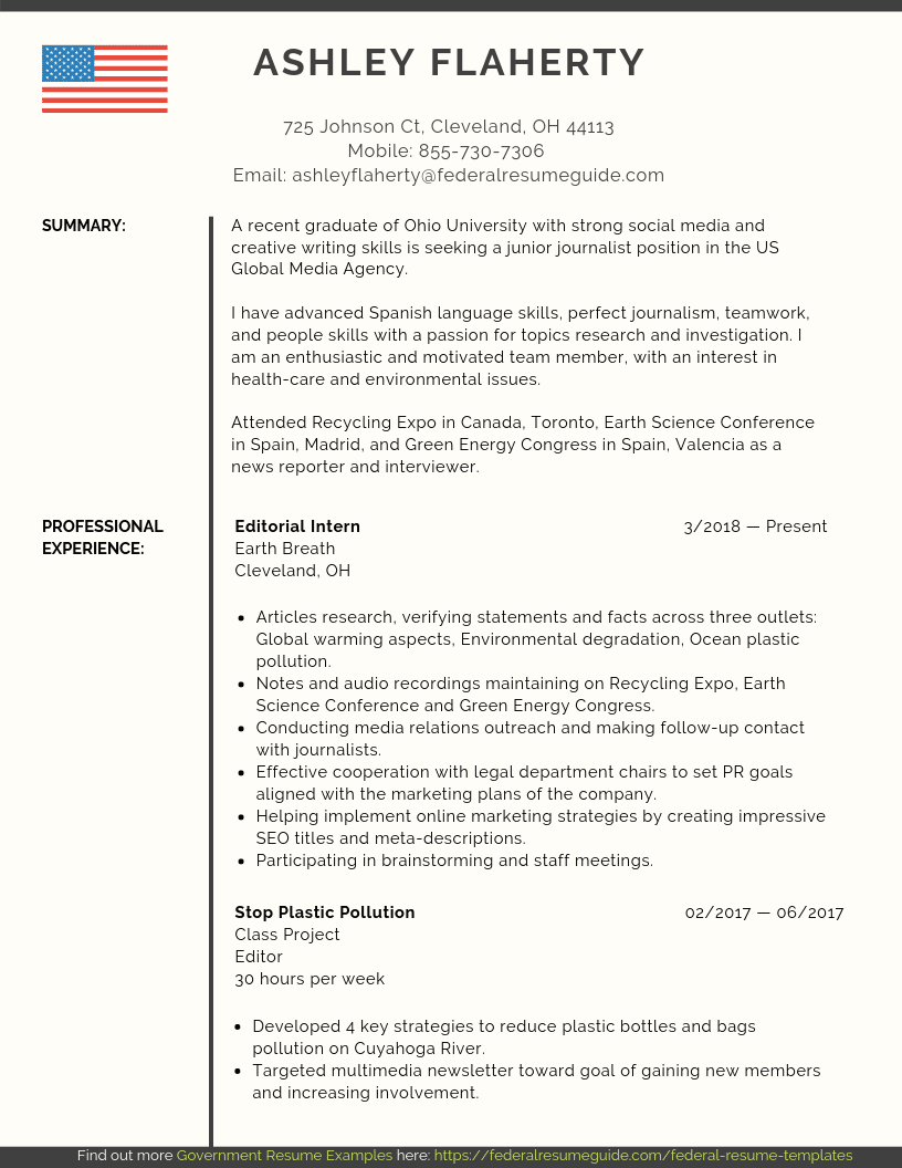 federal resume example usajobs