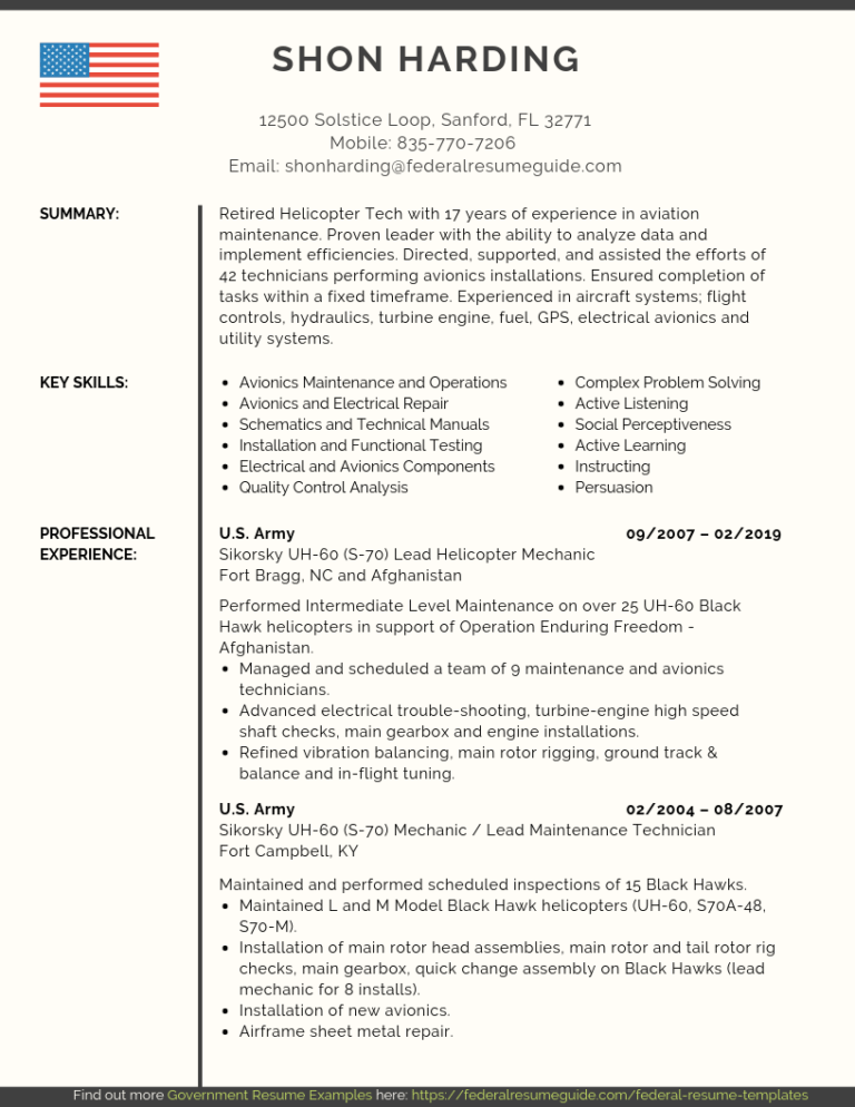 military veteran resume summary