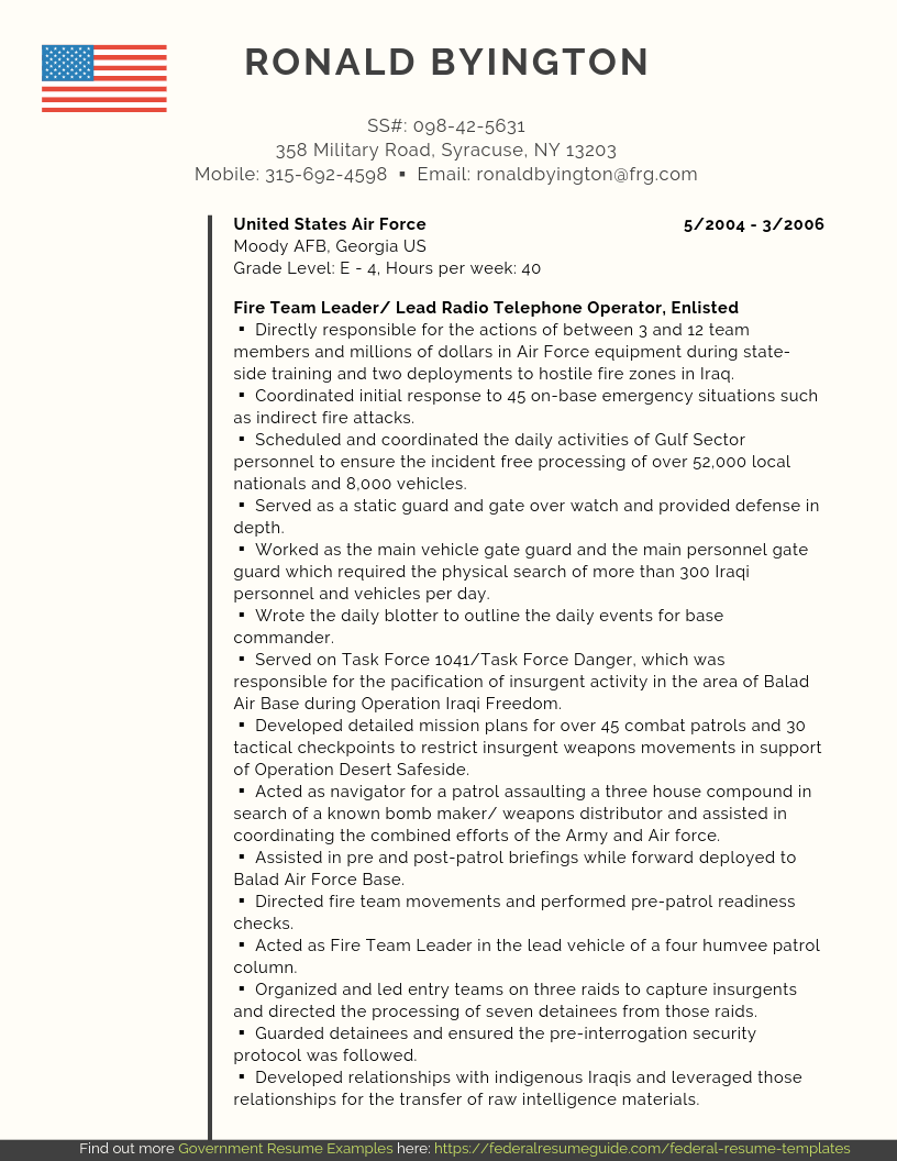 Veteran Federal Resume Samples PDF Word Federal Resume Guide