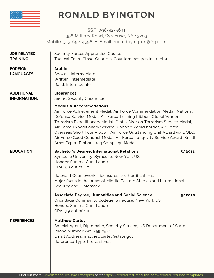 resume sample for veteran