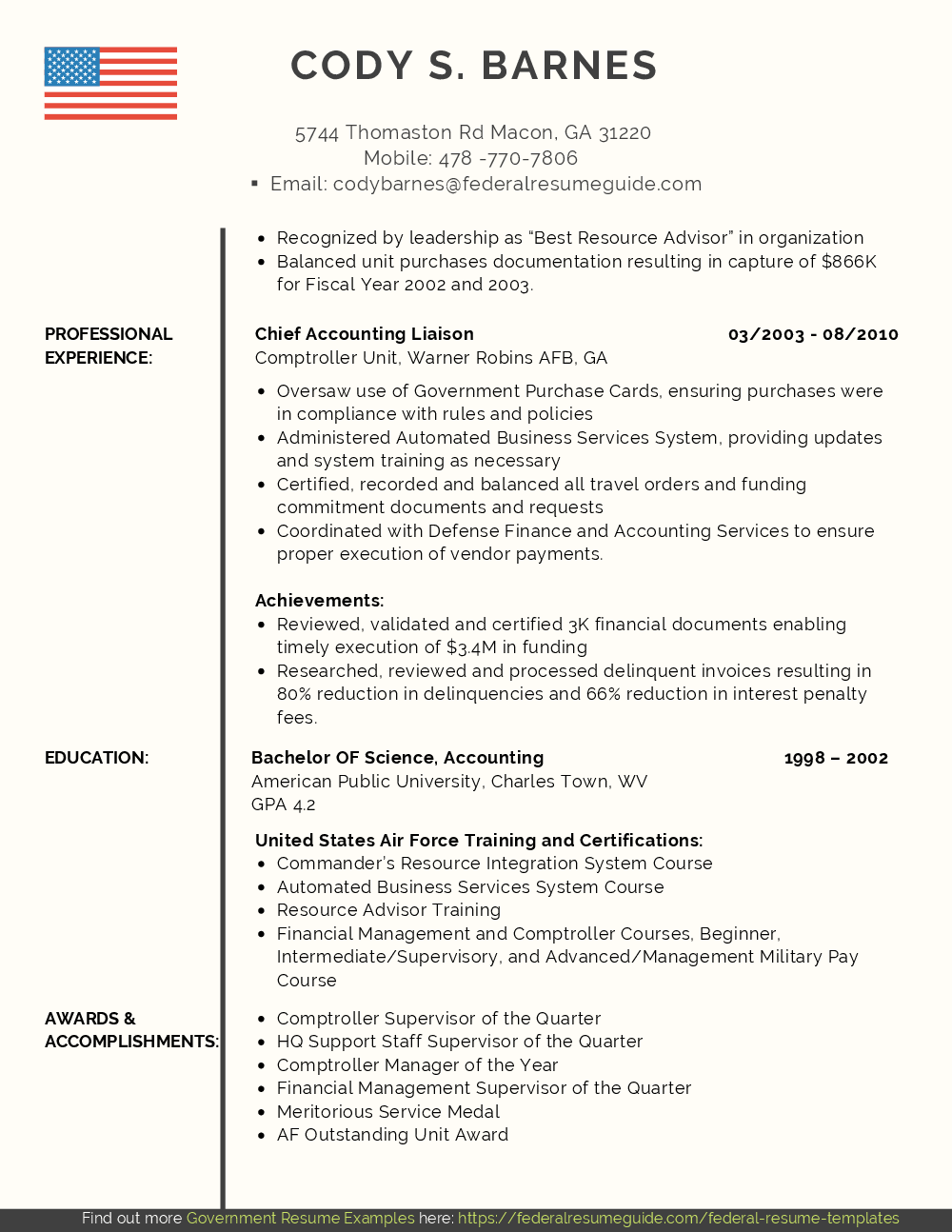 military to civilian resume terms