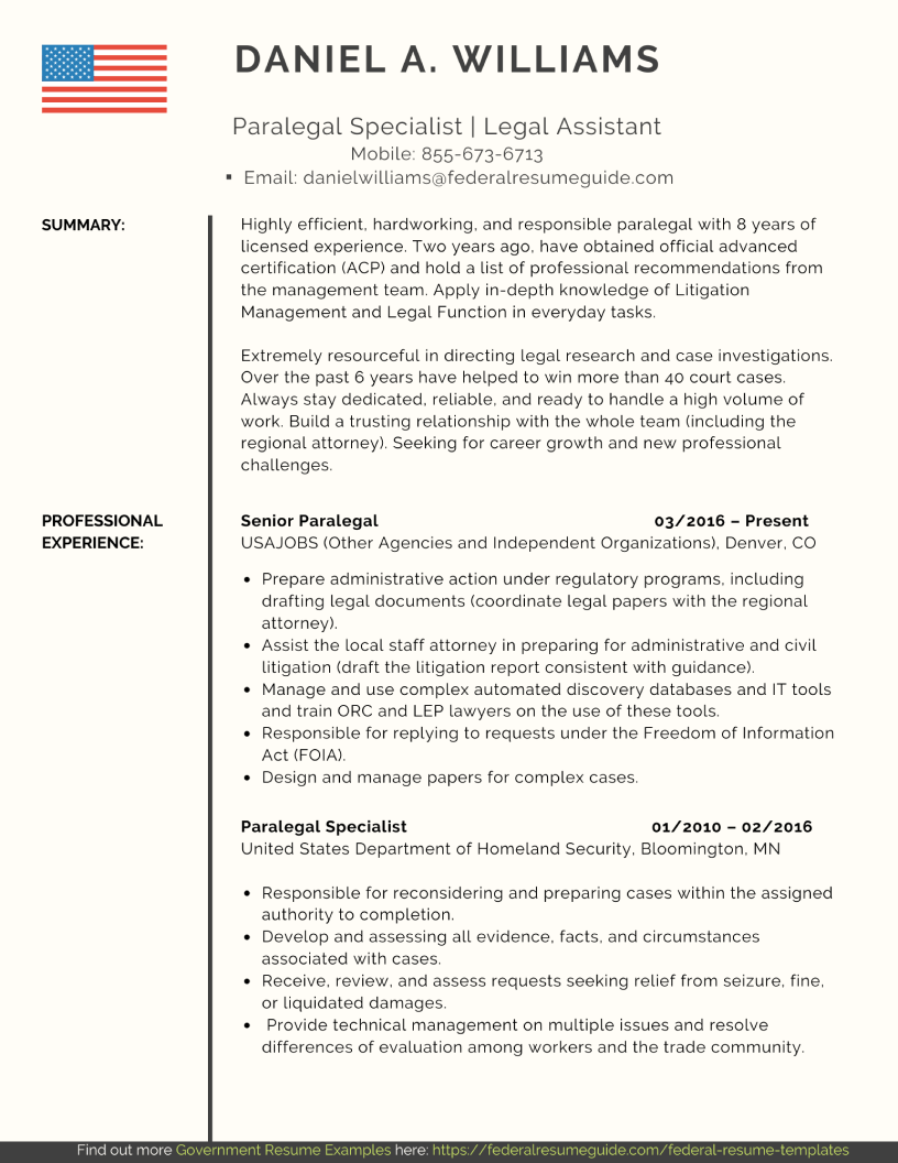 resume sample for paralegal