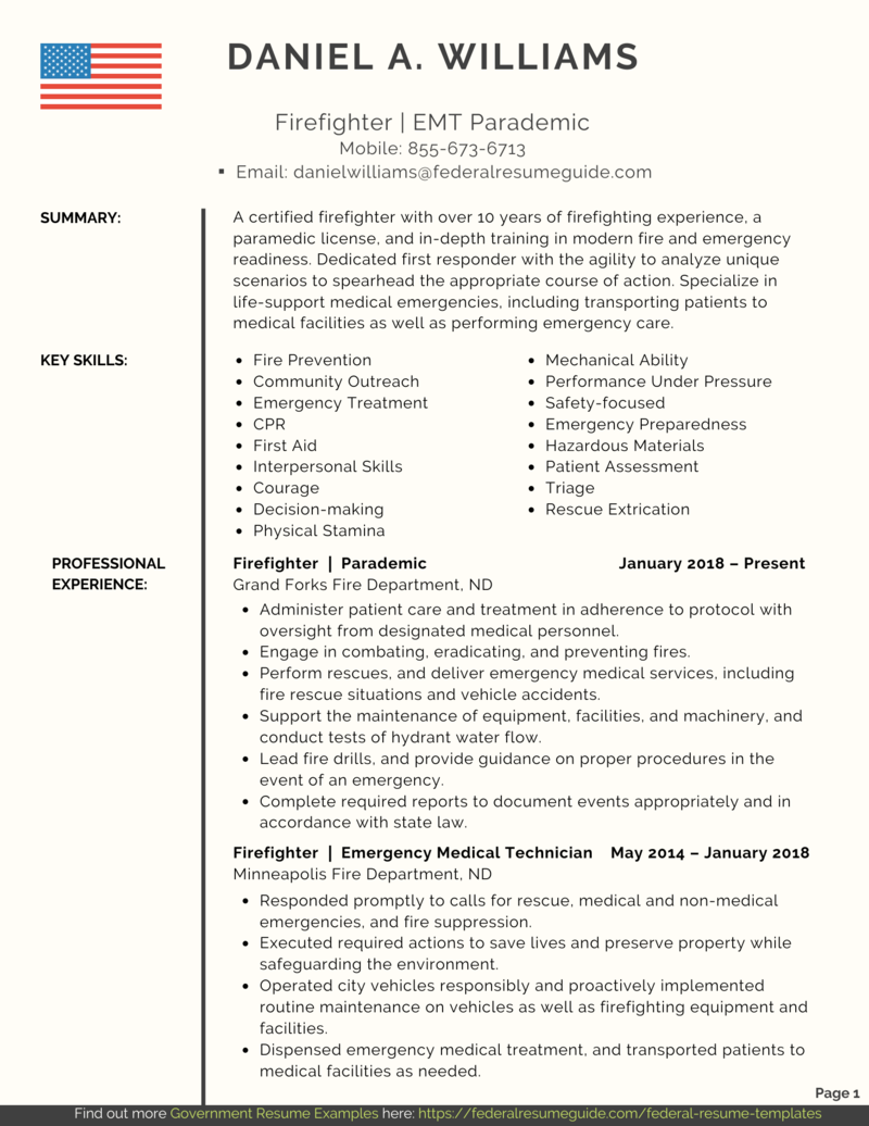 resume for entry level firefighter